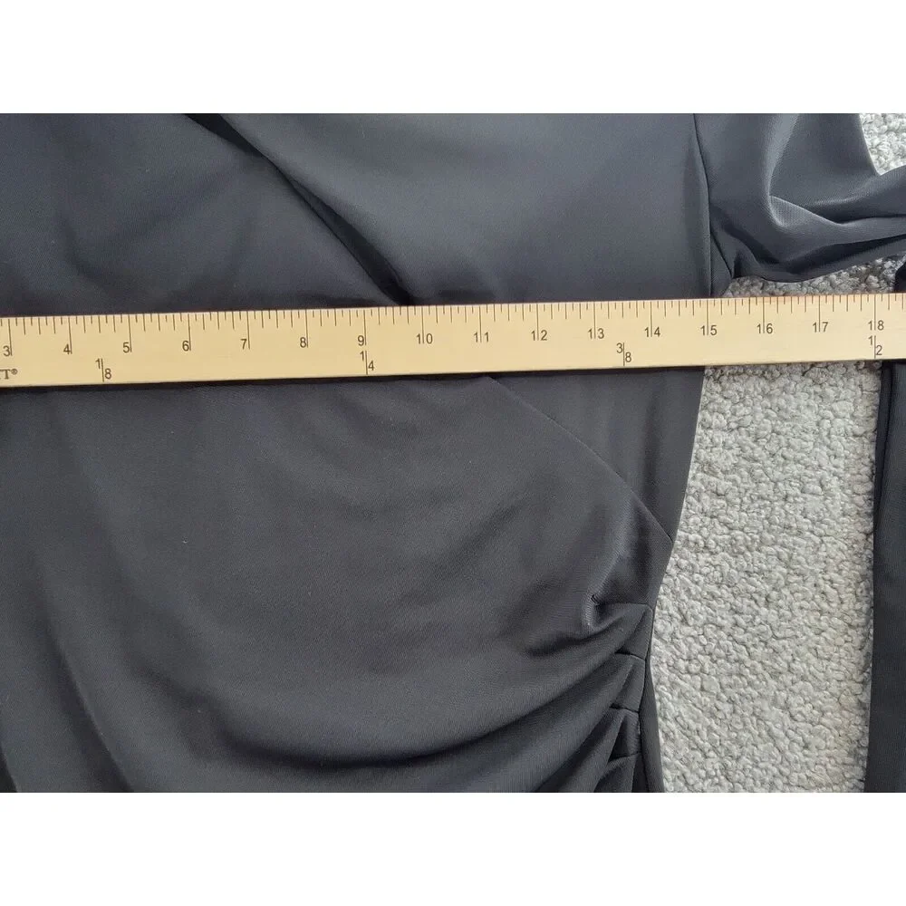 Lauren Ralph Lauren Pleated Stretch Jersey Cocktail Dress Women's 2 Black Zipped - Picture 6 of 15